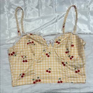 Yellow and White Crop Camisole with Bustier Style